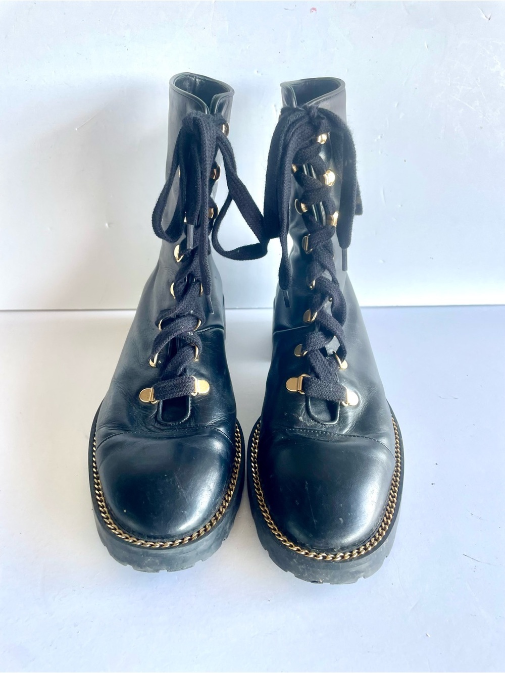 Stuart Weitzman Women's Kolbie Leather Combat Boots Size 8B/38.5 - Picture 5 of 9